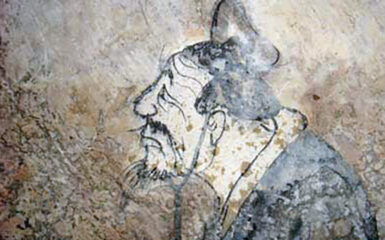 Fresco del antiguo filósofo y educador chino Confucio (551 a.C.-479 a.C.) encontrado en una tumba del Condado de Dongping, en la provincia de Shandong, al este de China, datada en 2.000 años de antigüedad. Foto: Wikimedia Commons «confucius», dominio público.