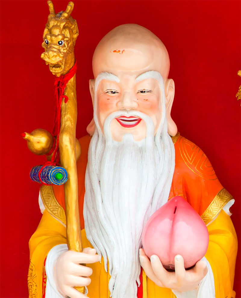 Símbolos buena suerte chinos: dios chino de la longevidad, Shou (壽). Foto: 123RF.