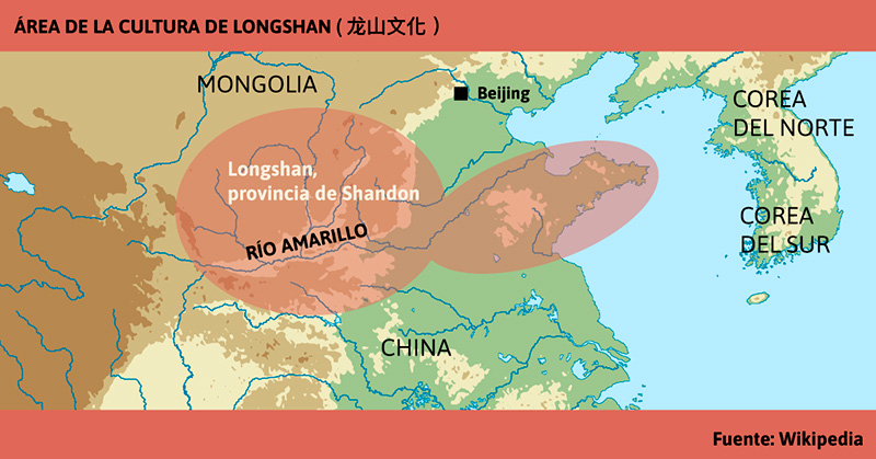 Orígenes de la escritura china: Área de la cultura de Longshan (3000-2000 antes de cristo).