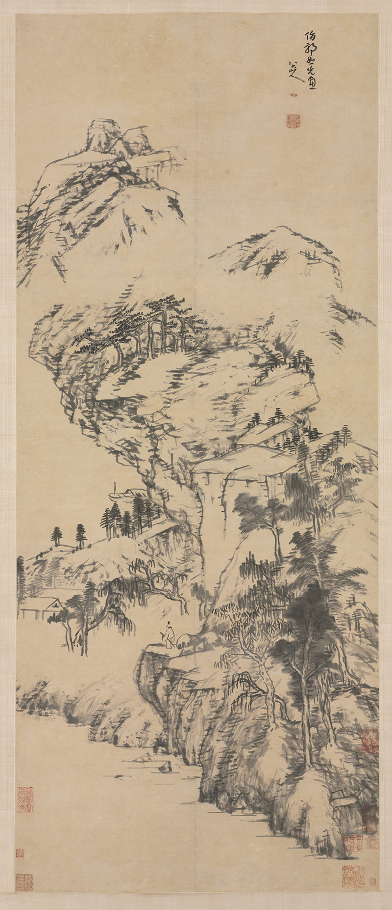 Paisaje de Bada Shanren (1626-1705). Foto: Cleveland Museum of Art. Dominio público. Wikimedia para «Bada_Shanren».