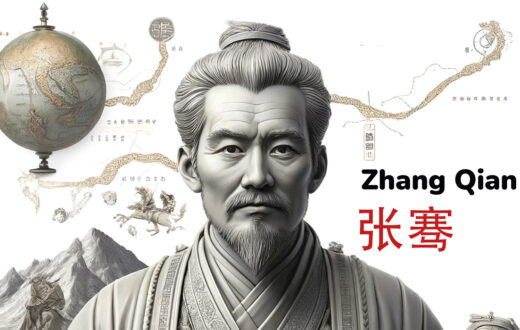 Zhang Qian, el explorador, diplomático y militar de la dinastía Han que abrió los caminos de la Ruta de la Seda. Ilustración generada por un motor de ilustraciones basado en prompts de javierperez.info.