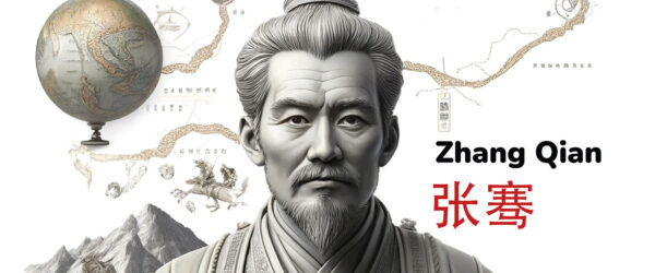 Zhang Qian, el explorador, diplomático y militar de la dinastía Han que abrió los caminos de la Ruta de la Seda. Ilustración generada por un motor de ilustraciones basado en prompts de javierperez.info.