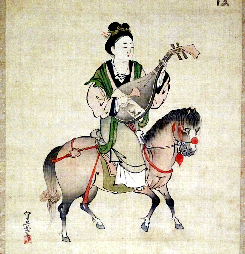 Wang Zhaojun en una pintura sobre tela del siglo XVII. Wikimedia commons, dominio público.