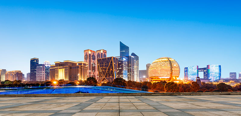 Zhejiang o la seda: Skyine de Hangzhou. Foto: 123Rf.