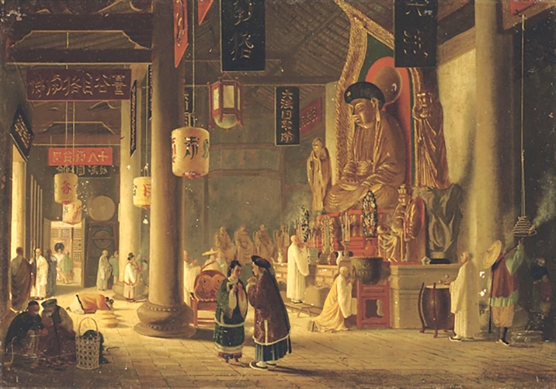 Pintura de un templo de la diosa Mazu en Macao. Wikimedia commons, dominio público.