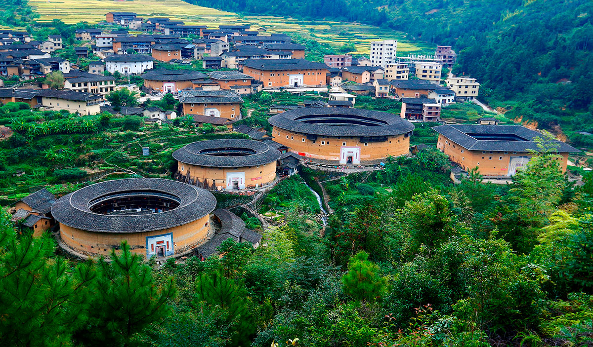 Fujian: viviendas en Tulou de la etnia hakka. Foto: 123RF.