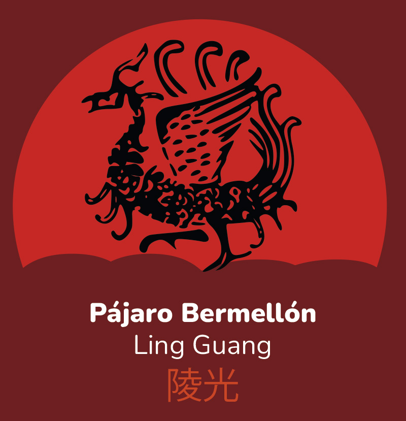 Las cuatro bestias de la mitología china: Pájaro Bermellón. Ilustración: Javier Pérez.