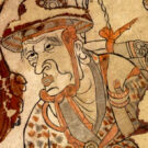 Detalle del fresco que representa al monje budista Xuanzang (1851-900) en las cuevas de Mogao, en Dunhuang, siglo IX. Está extraída de la cueva 17. Colección del museo Británico. Wikimedia commons, dominio público para «Xuanzang».