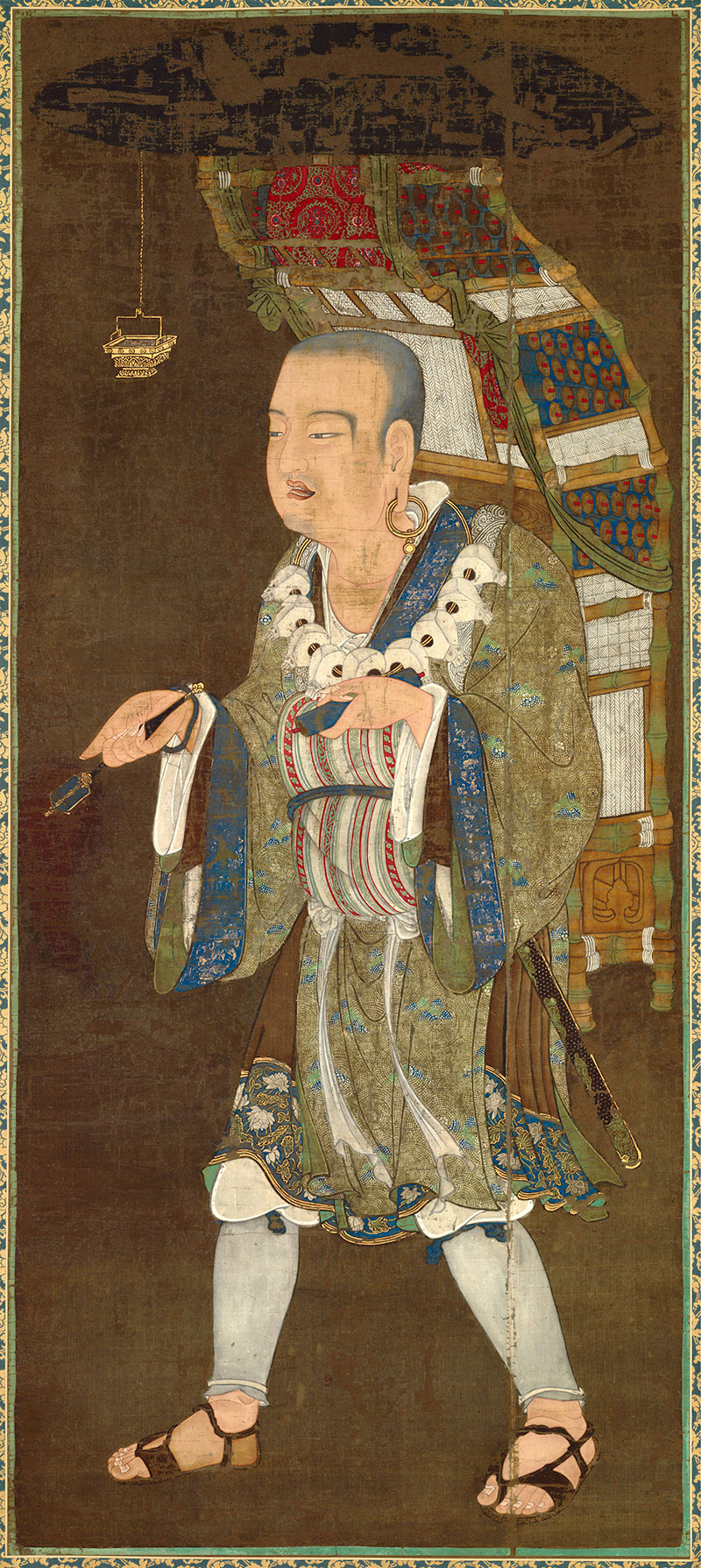 Ilustración sobre seda de un monje budista del siglo VII. Wikimedia Commons, dominio público para «Xuanzang».