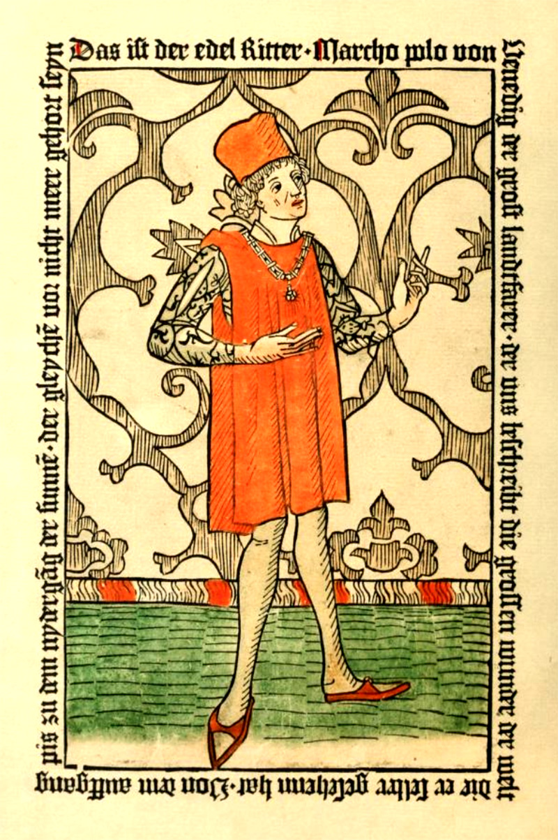 Libro de las maravillas de Marco Polo en su edición en Nurenberg, en 1477. Foto: Wikimedia commons, dominio público.