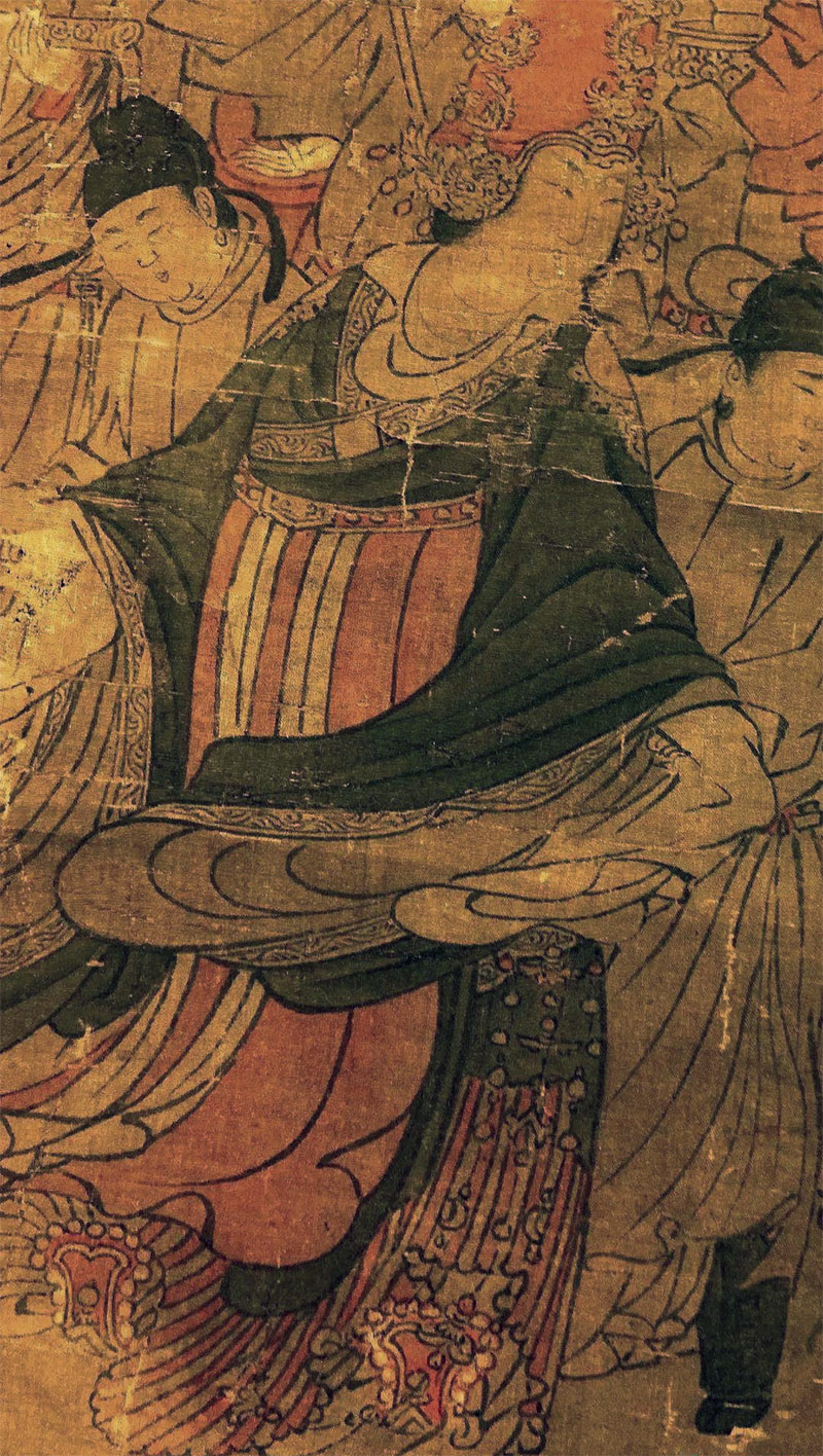 La emperatriz Tang Wu Zetian y sus sirvientes. Pintura probablemente realizada por Zhang Xuan (张萱). Dominio público. Wikimedia para «Wu Zetian».