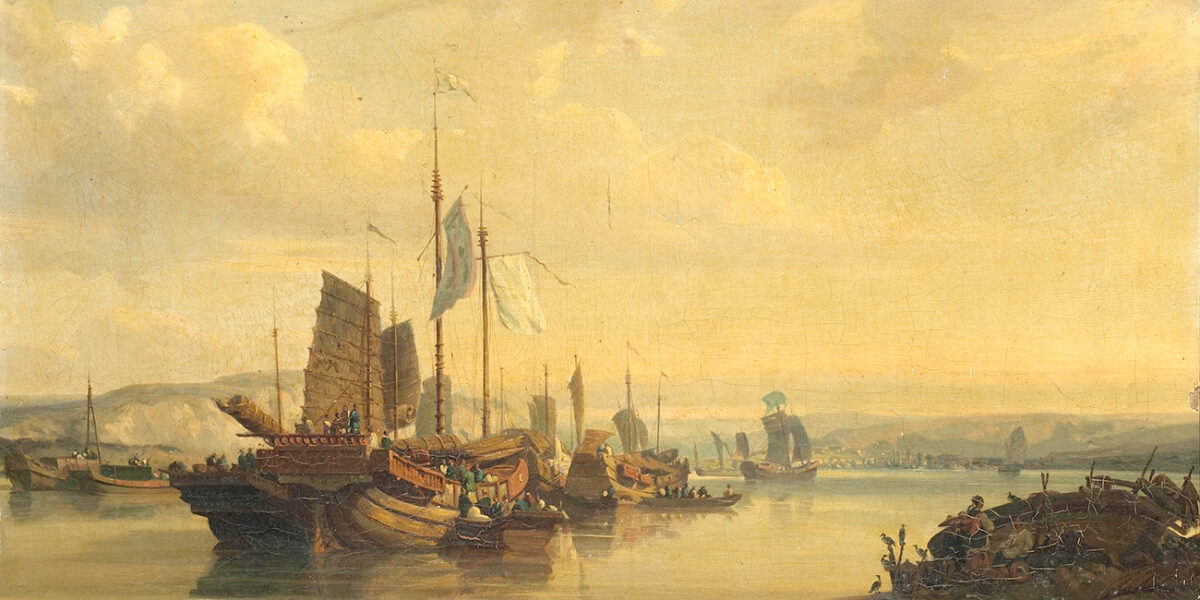 Vista de juncos en el Río de la Perla, 1845. Auguste Borget. Wikimedia commons, dominio público.