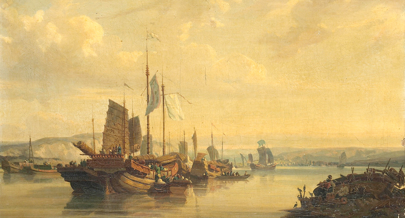 Vista de juncos en el Río de la Perla, 1845. Auguste Borget. Wikimedia commons, dominio público.