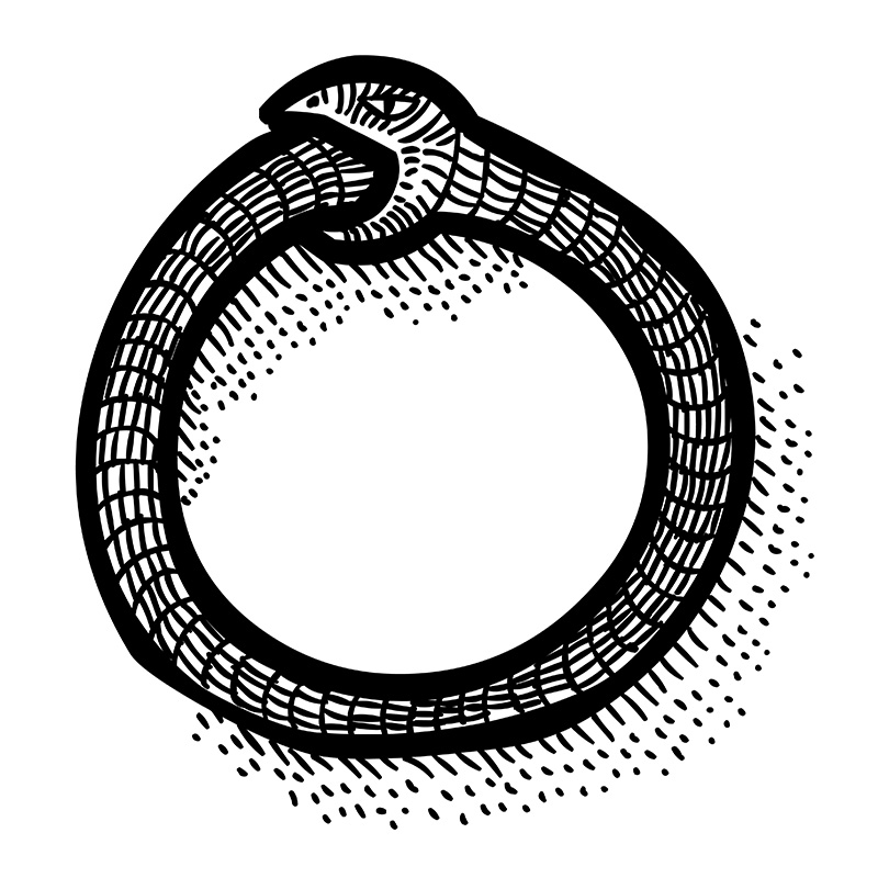 Uroboros, la serpiente que se muerde la cola, mito sobre el eterno retorno. Foto: 123RF.