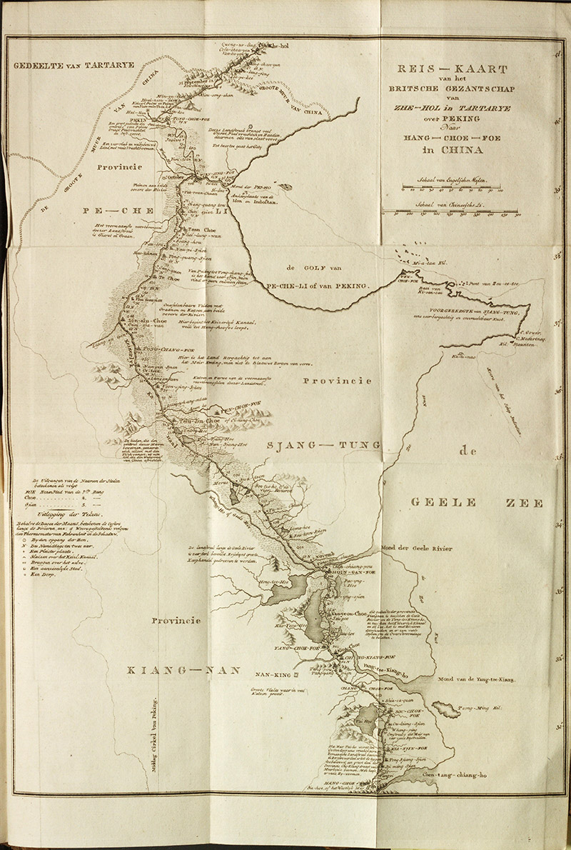 Mapa del Gran Canal de China dibujado por Sir George Staunton. Maastricht University Library. Wikimedia, dominio público.