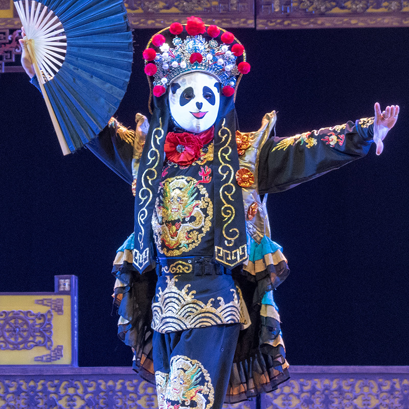 Máscaras en una representación en Chengdu. Foto: Wikimedia commons, dominio público para «sichuan opera masks».