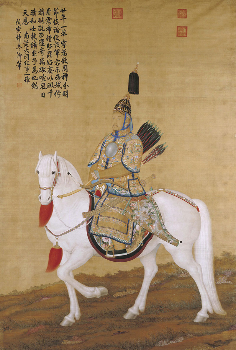 Rollo de la Gran Inspección del Emperador Qianlong por Lang Shining. Foto: Wikimedia commons, dominio público para «Guideppe Castiglione».