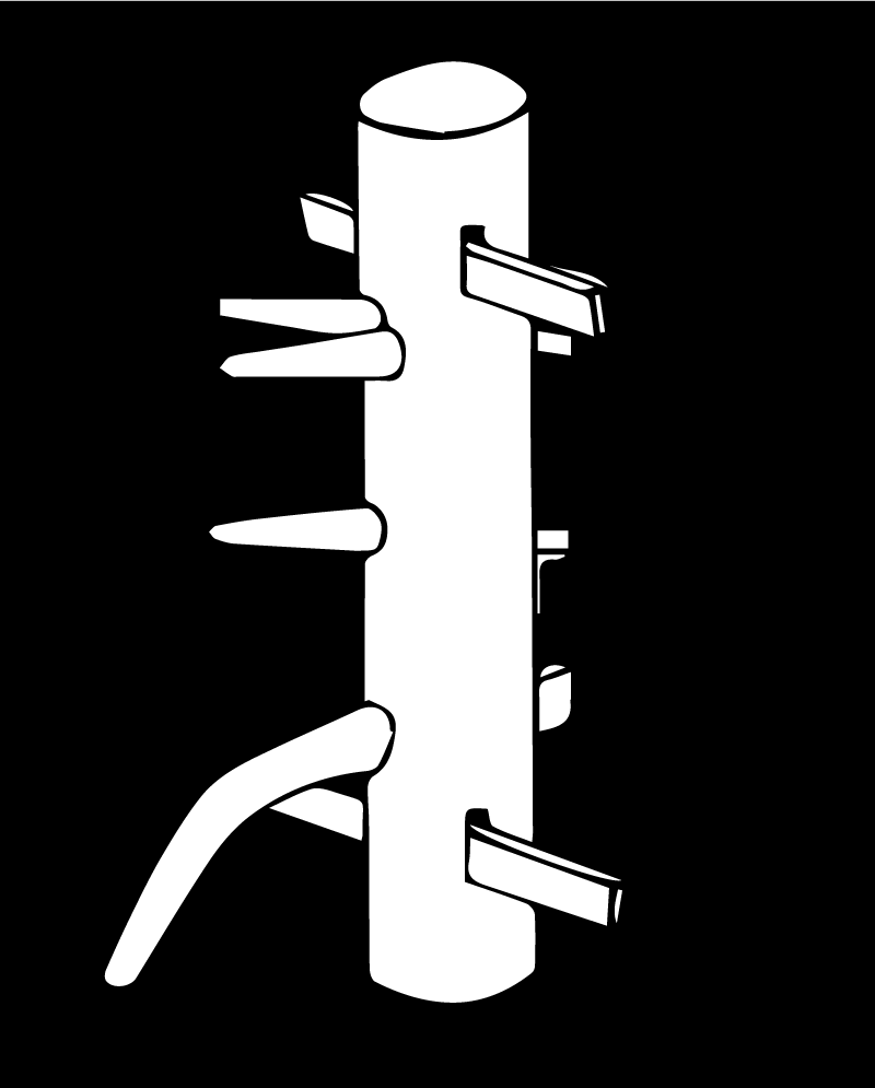 Wing chun: esquema del palo de entrenamiento llamado «wooden dummy». Fuente: Wikipedia.
