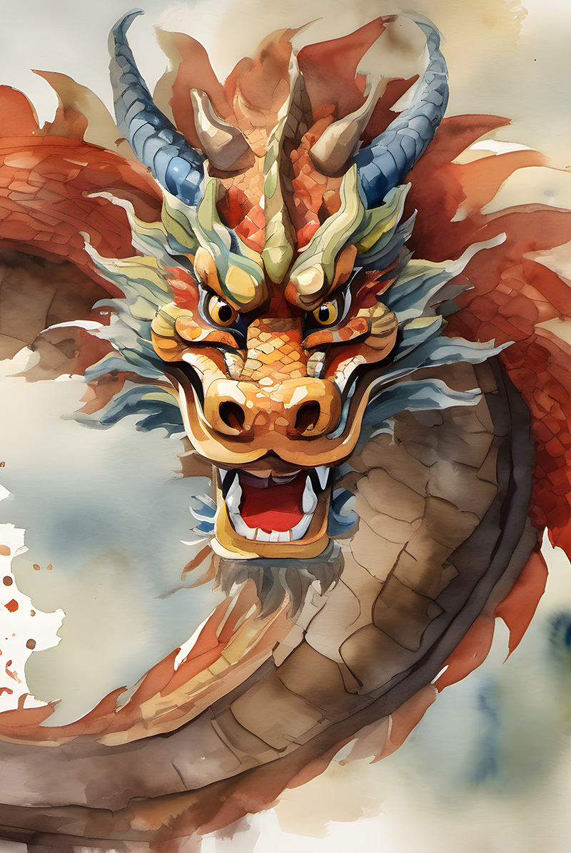 Año Nuevo chino 2024: el dragón de madera. Ilustración generada por IA. 123RF.