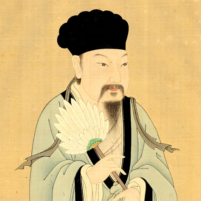 Zhuge Liang con su turbante y su abanico de plumas, como habitualmente se le representa. Museo Nacional de Korea. Foto: Wikimedia Commons.