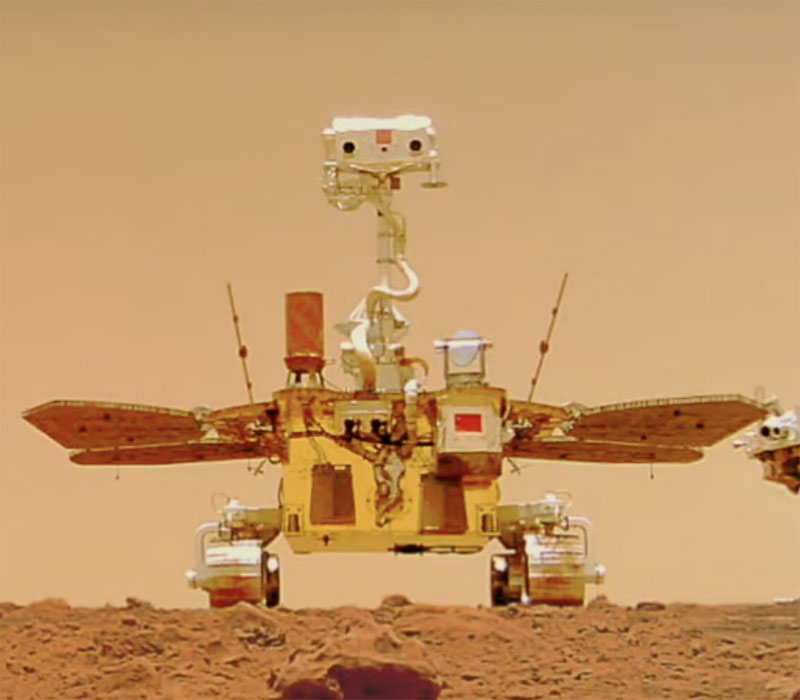 El rover Zhurong sobre la superficie de Marte. Foto: China News Service. Wikimedia commons, dominio público.