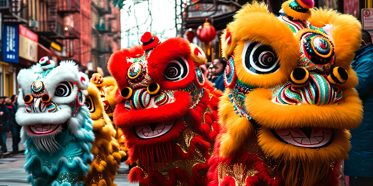 Escena de la Danza de Nian en el contexto de la Fiesta de la Primavera, que conmemora la entrada del nuevo año los quince días previos a la primera luna llena. Foto: 123RF.