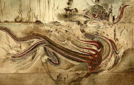 Qinglong, el Dragón Azul del Este. Mural de una tumba. Foto: 朝鮮總督府 - 朝鮮古蹟図譜 2卷 page 116. Wikimedia, domino público.