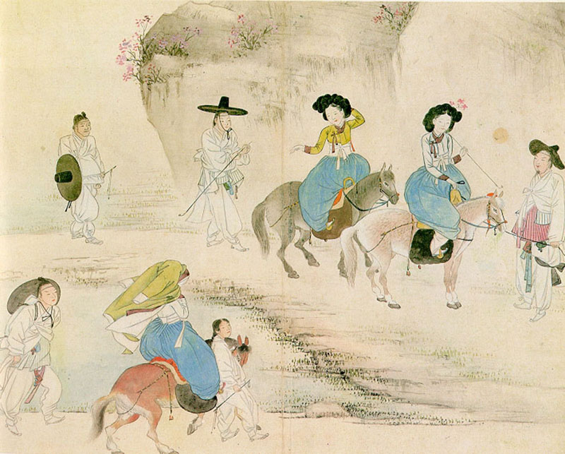 Jóvenes saliendo para el festival del Shangsi en una pintura de¡ Hyewŏn Sin Yunbok. S. XVIII. Foto: Dominio público. Wikimedia para «Double Third Festival».